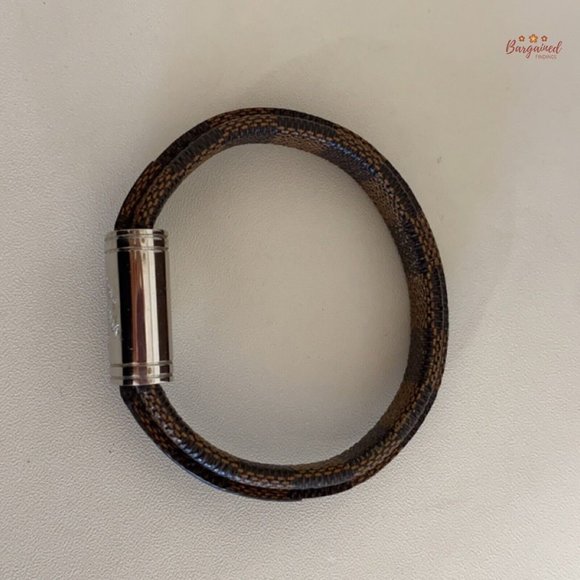 Authentic Louis Vuitton Brown Damier Ebene Coated Canvas Clip It Bracelet BC0148 - Picture 11 of 12